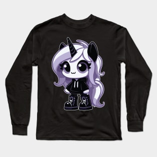 Goth Unicorn Cute Kawaii Pastel Goth For Emo Long Sleeve T-Shirt